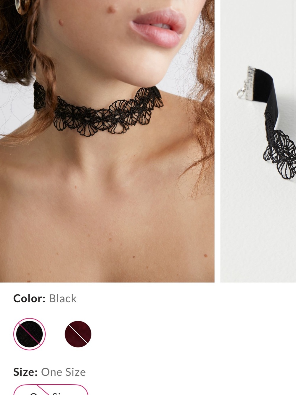 Free People Laney Black Velvet & Lace Choker Necklace